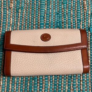 Dooney and Bourke 80s/90s vintage pebble leather, beige checkbook, wallet